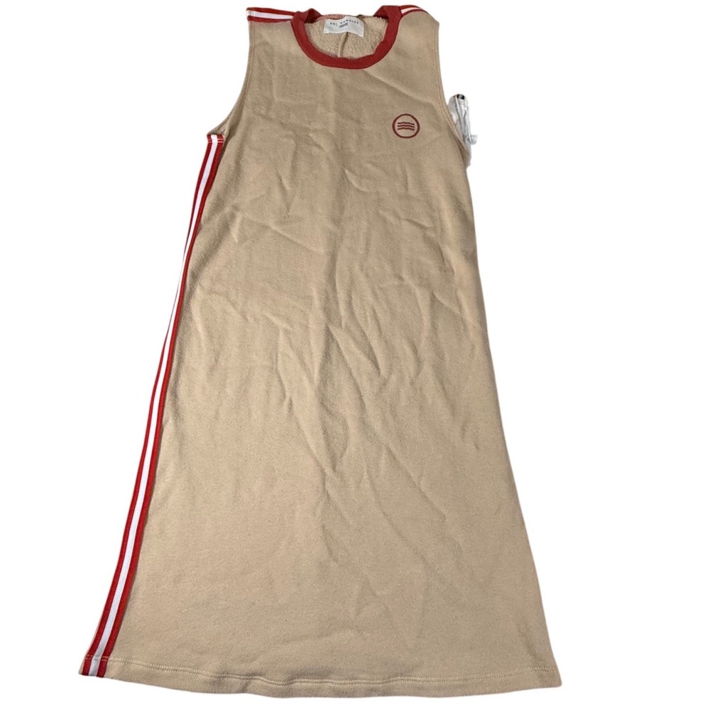 Sol‎ Angeles Women's XS Fleece Tank Mini Dress Beige Red White Stripe NWT